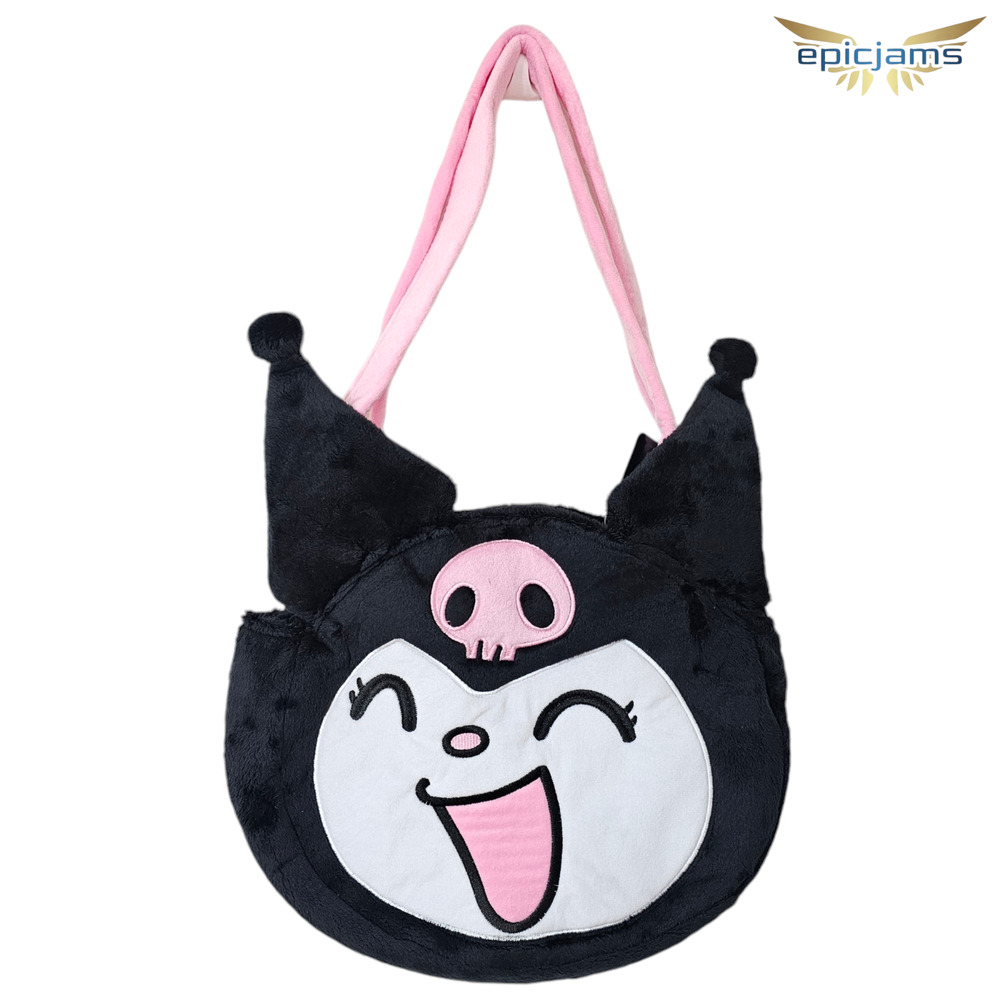 Kuromi Face Plush Tote Bag